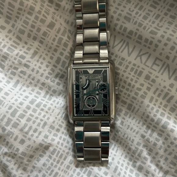 Emporio Armani Silver and Black Men's Watch